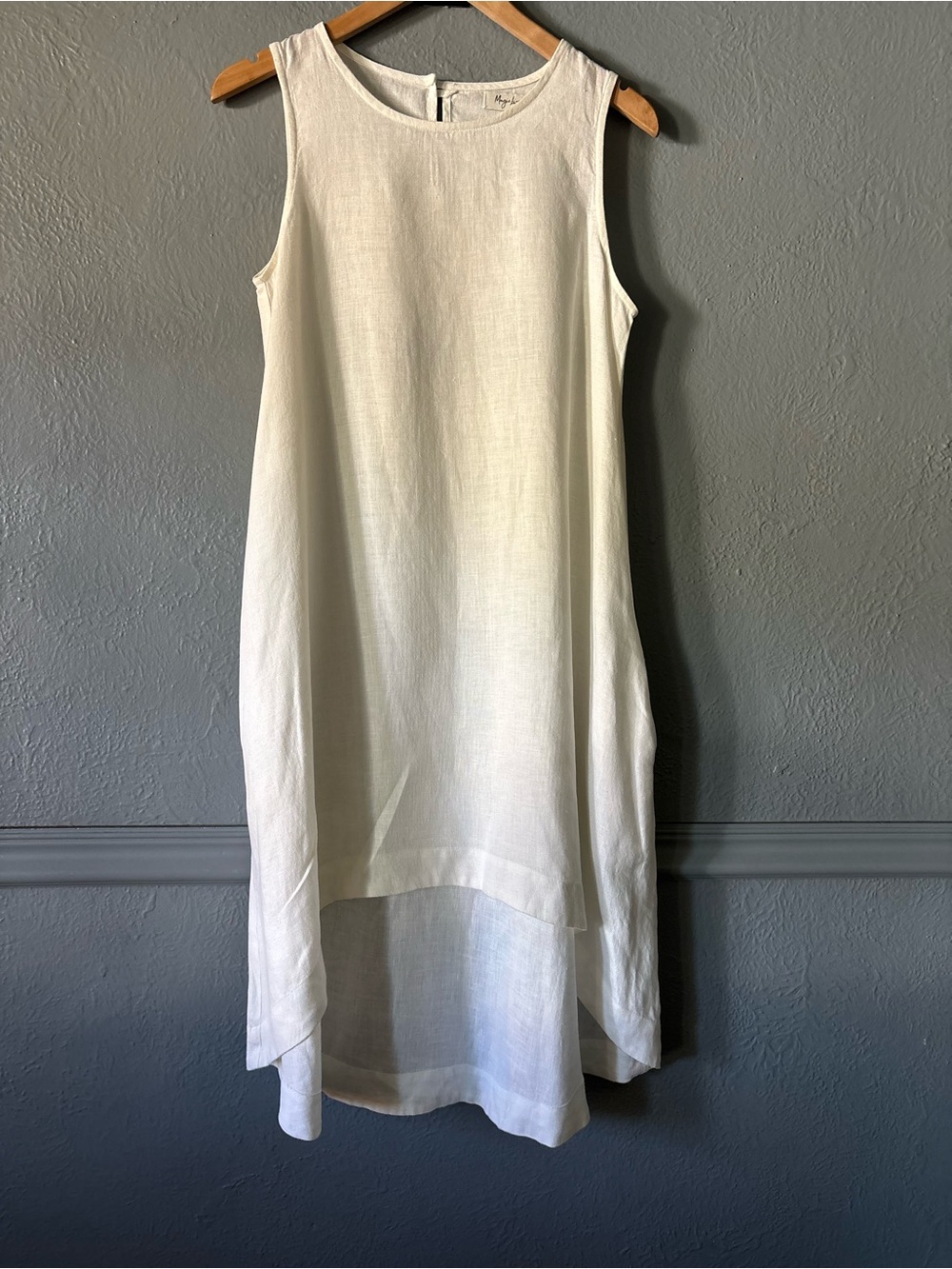 Magic Linen Hi-Low Linen Dress Cover Up Ivory XS